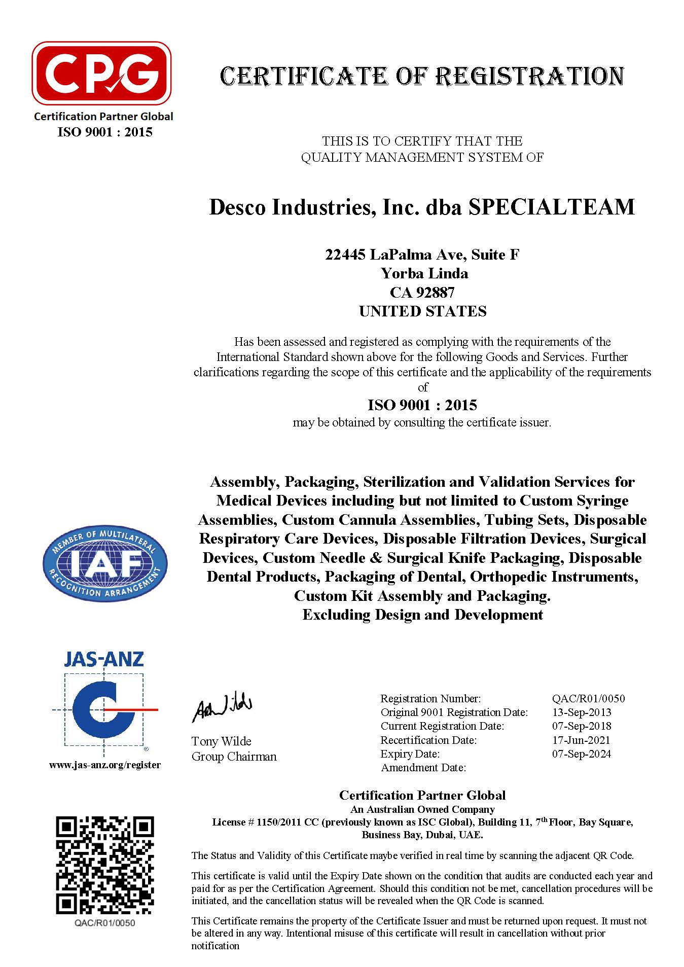 ISO 9001:2015 Triennial Certificate Global 2018-09-06 SpecialTeam.jpg
